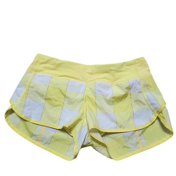 Lululemon Speed Shorts Yellow White Plaid Size 6 - Picture 3 of 11